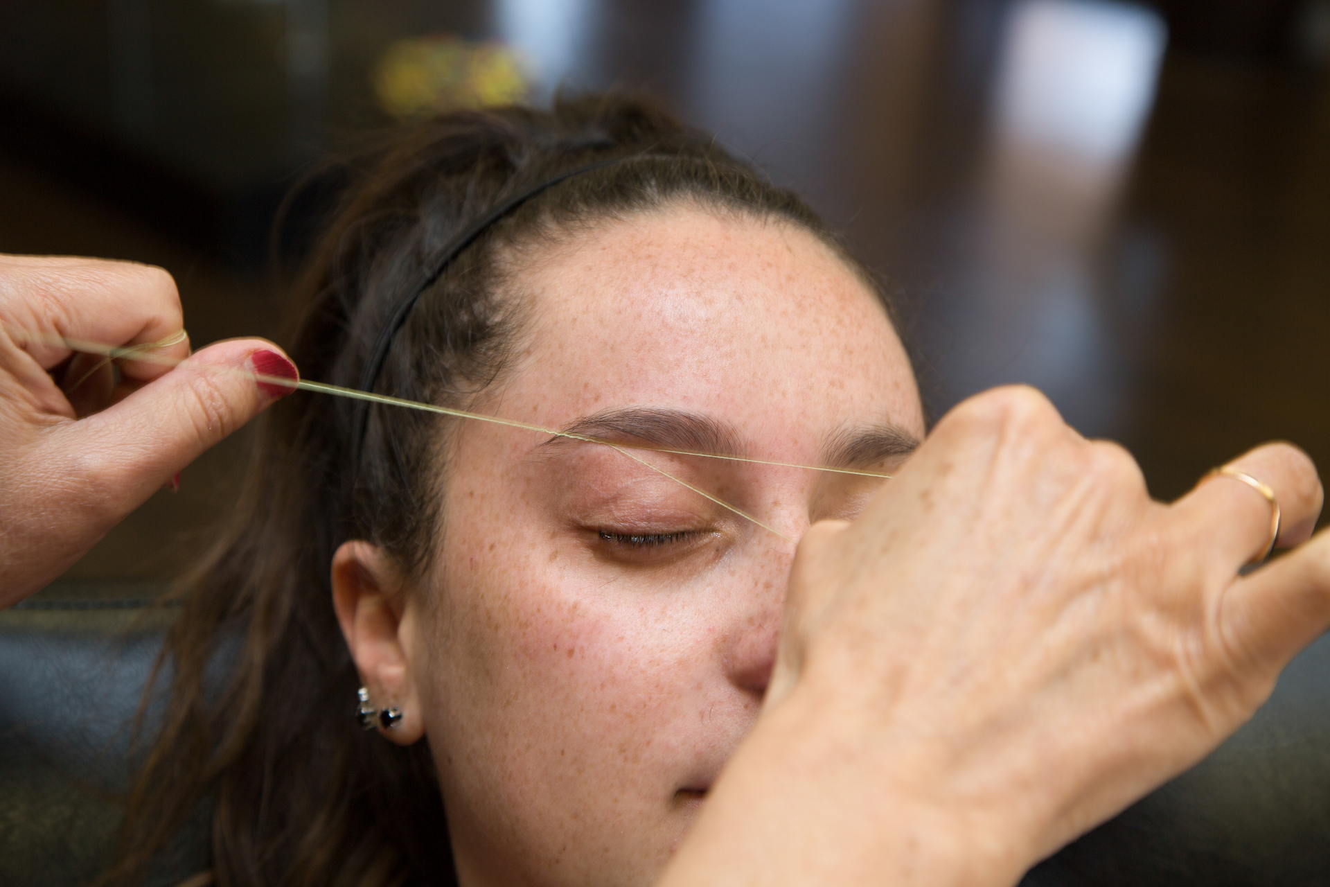 Natural eyebrow threading shape